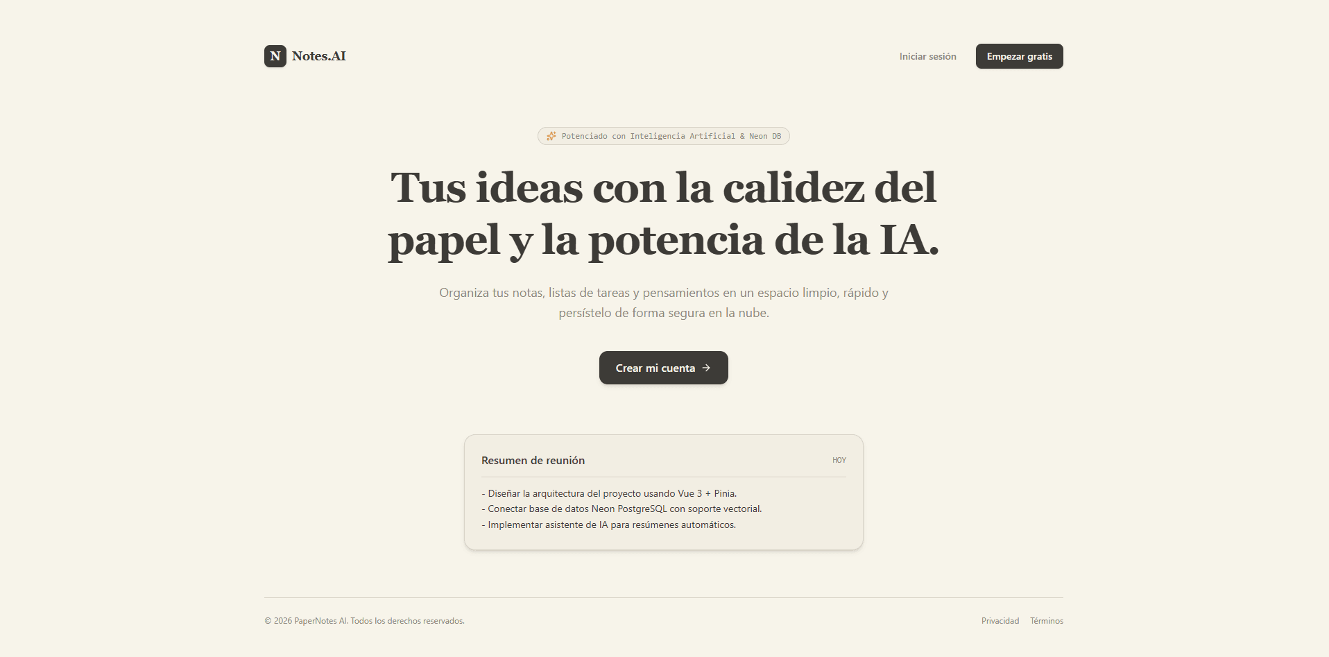 Gestión Inteligente de Notas con IA y Neon DB screenshot 1